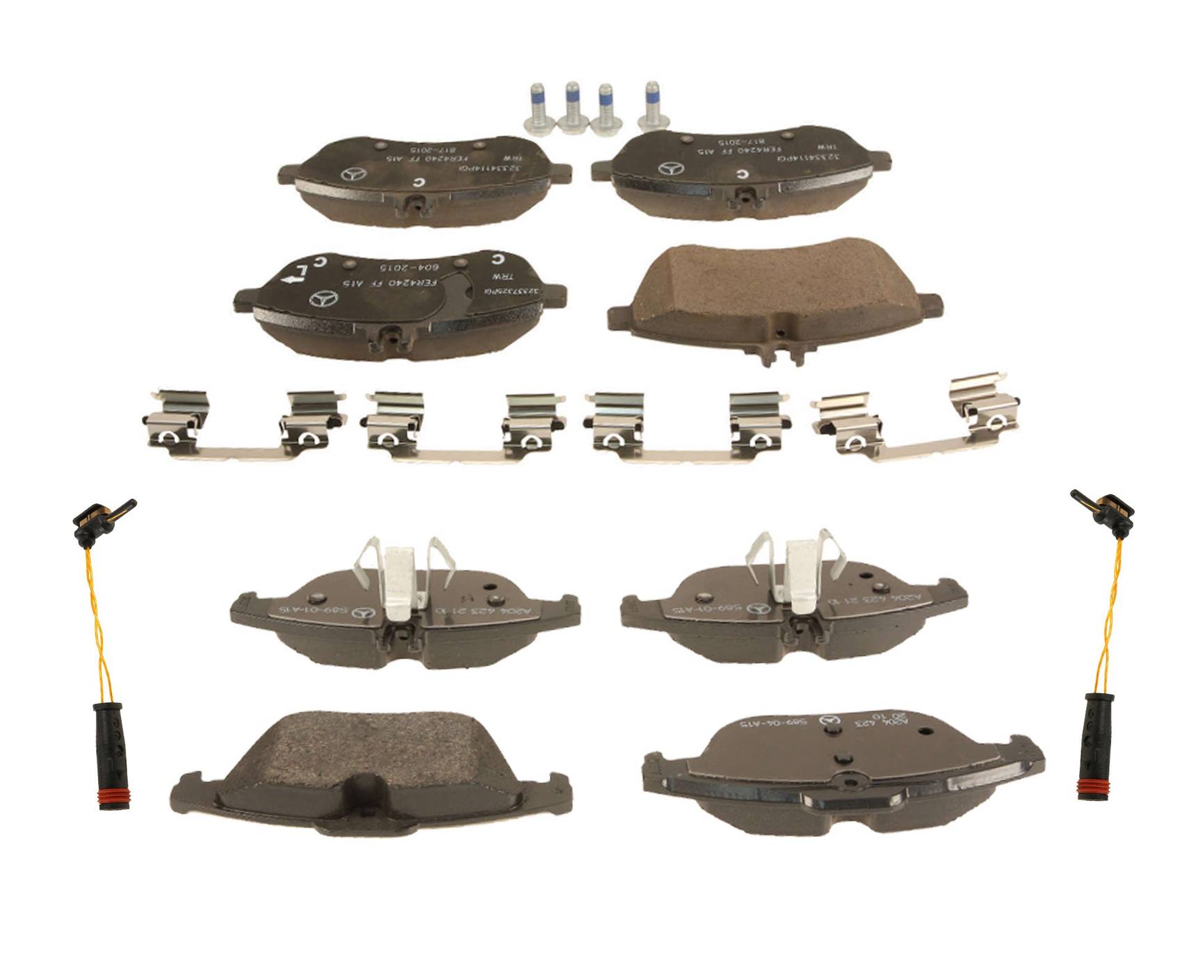 Mercedes Disc Brake Pad Set Kit - Front and Rear (With Sensors)